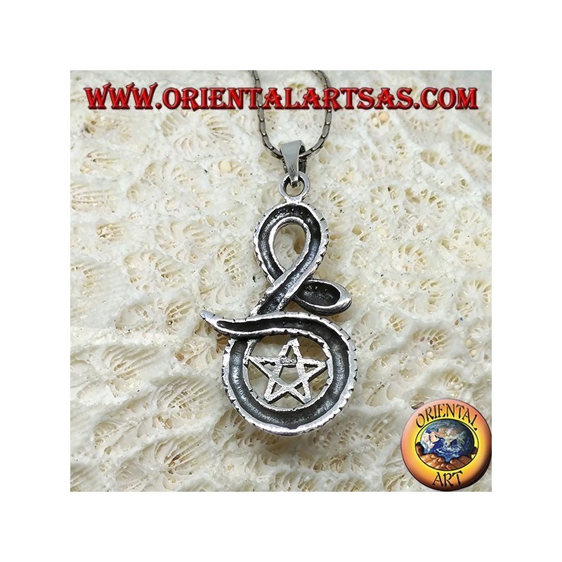 Silberanhänger, Pentacle in Kobra gehüllt