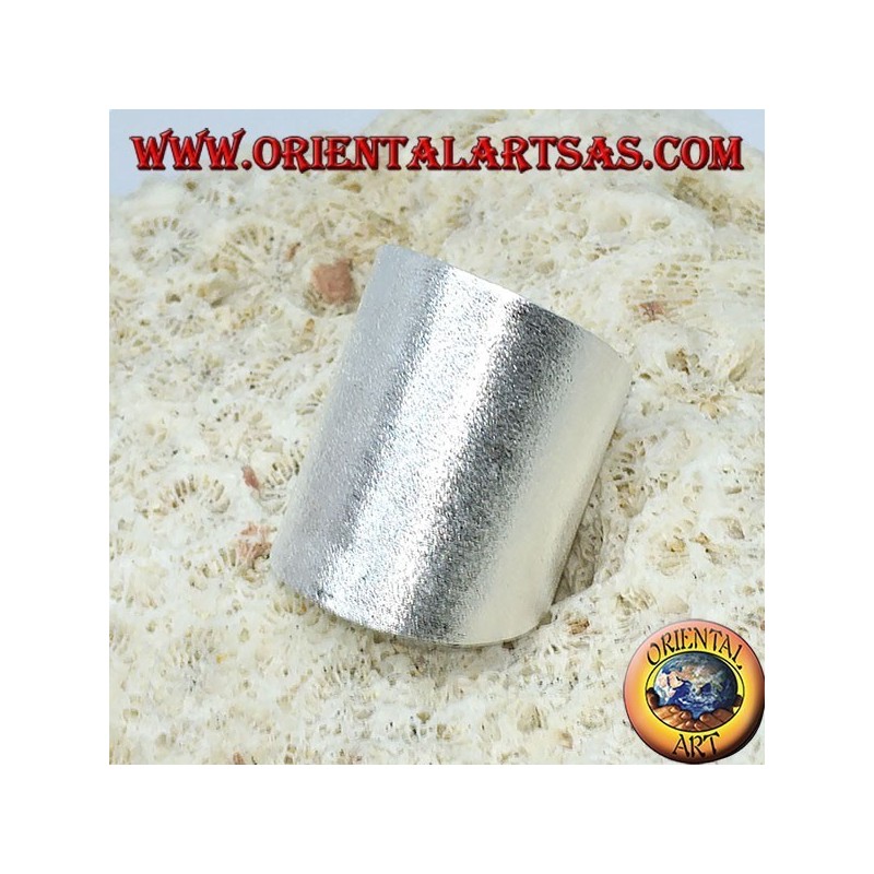 Silver ring with a wide satin band