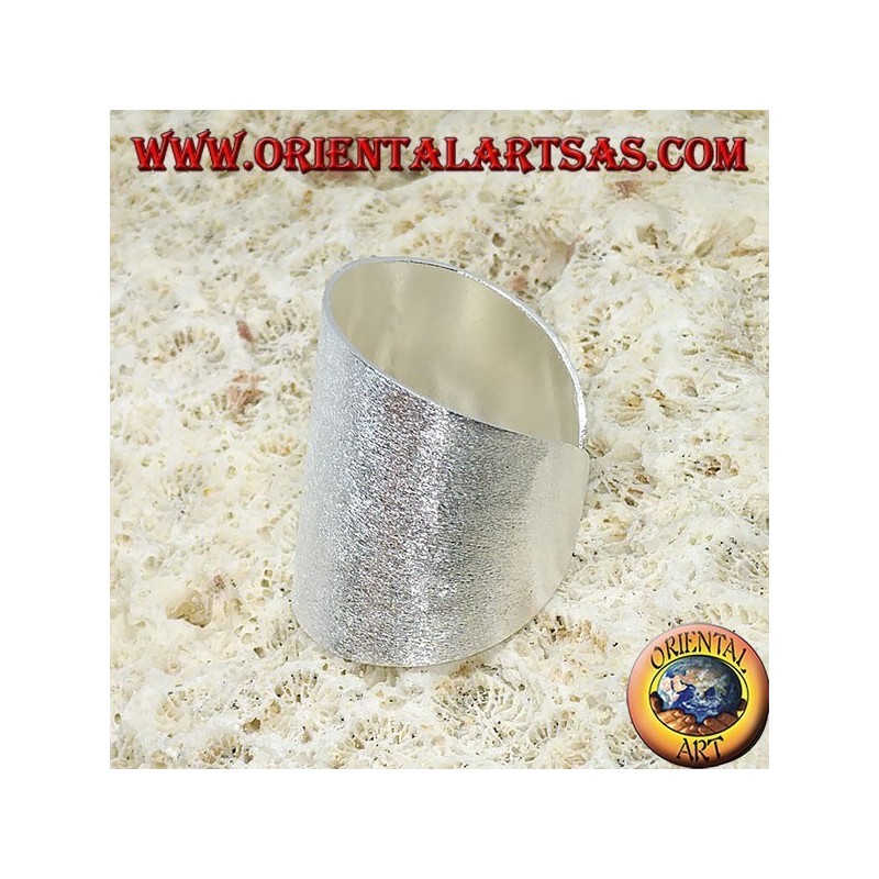 Silver ring with a wide satin band