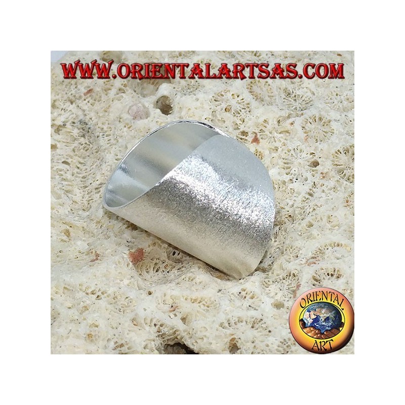 Silver ring with a wide satin band