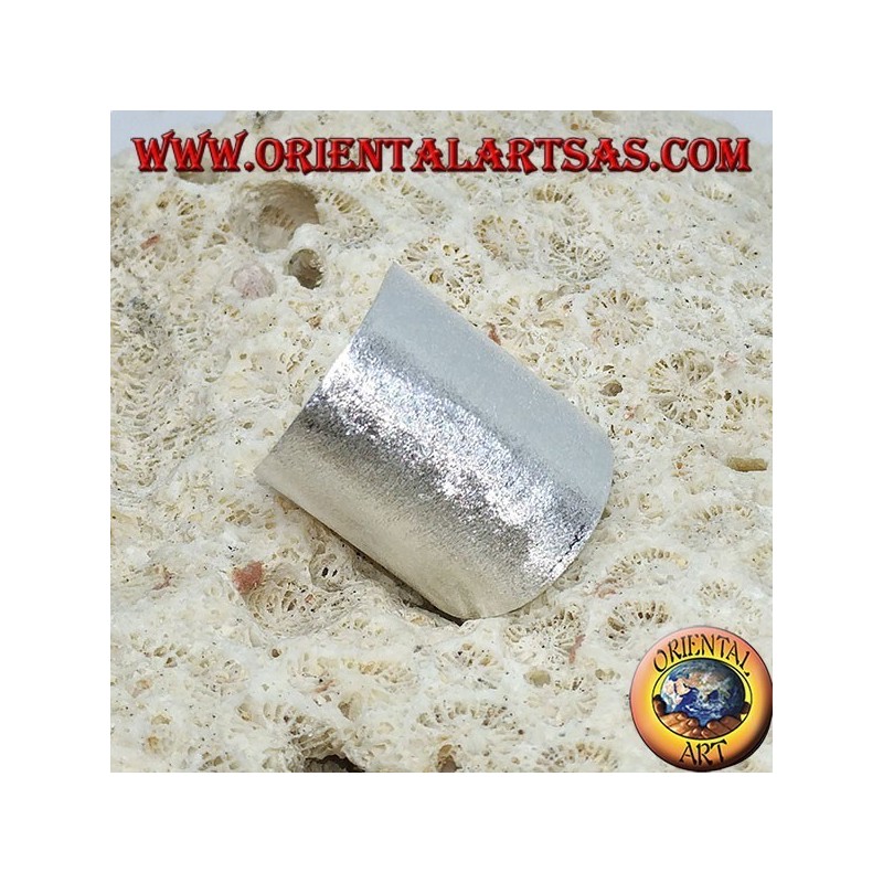 Silver ring with a wide satin band