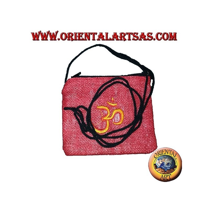 Hemp purse with shoulder strap with embroidered pattern (various colors)