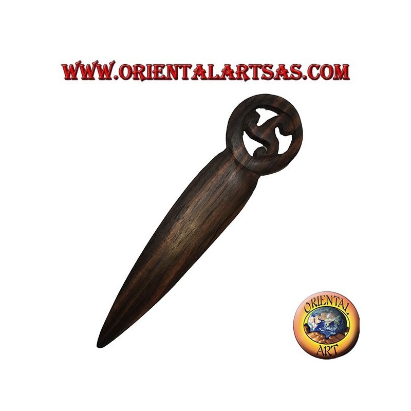 Cuchillo de papel en madera de ébano en varios patrones, 17 cm.