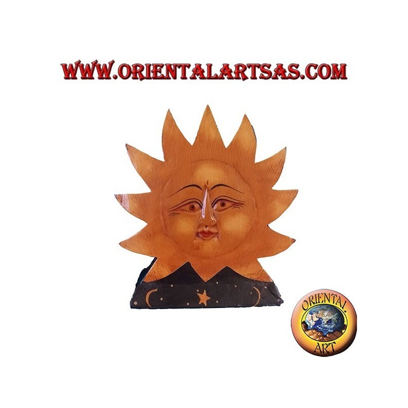 Porte-courrier ou porte-serviette en bois peint à la main de couleur soleil et lune