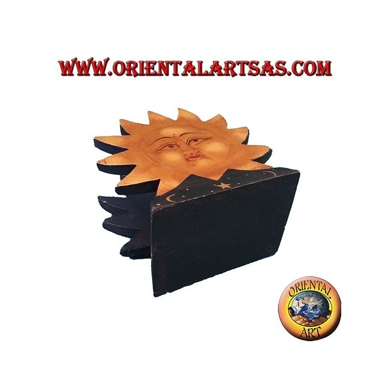 Wooden hand painted sun and moon mail holder or napkin holder