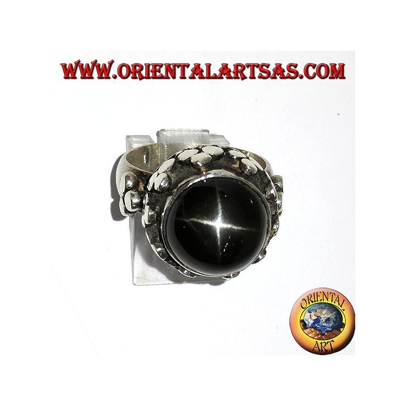 Anillo de plata, alto estilo imperial con conjunto Black Star.