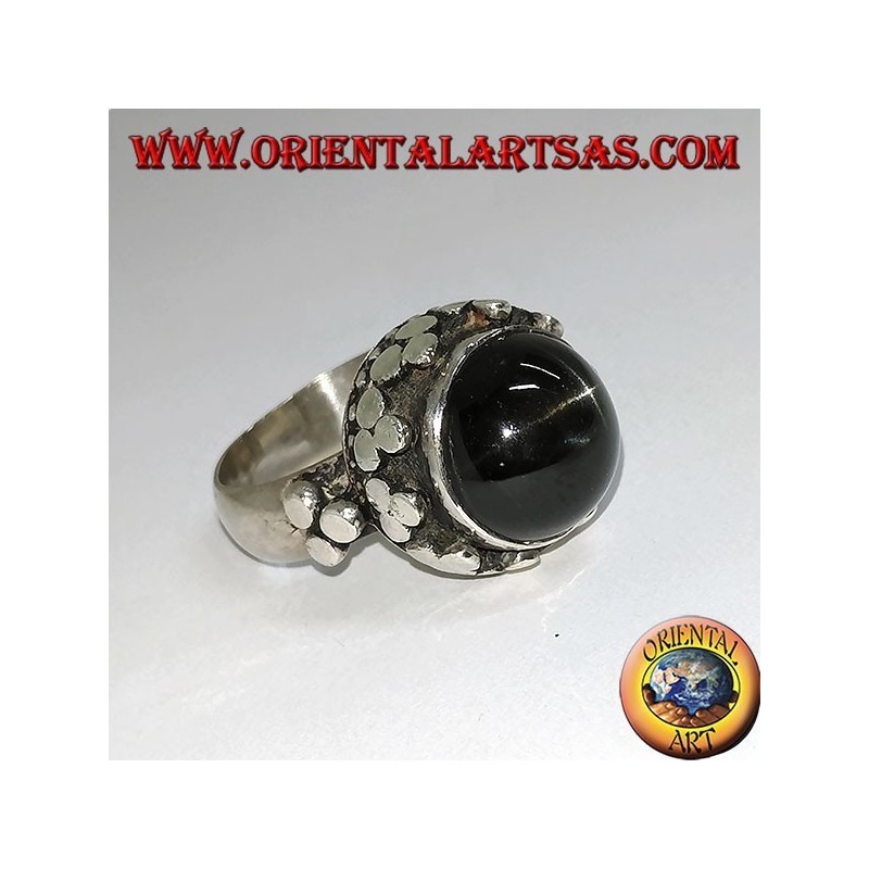 Bague en argent, style impérial élevé avec ensemble d'étoile noire