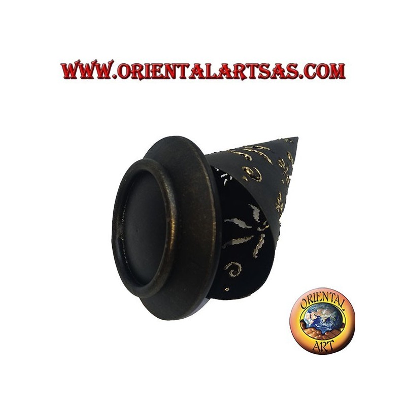 Cône d'encens Burn, bougeoir en fer forgé noir perforé, 16 cm