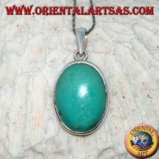 Ciondolo in argento con Turchese Tibetano naturale (grande)