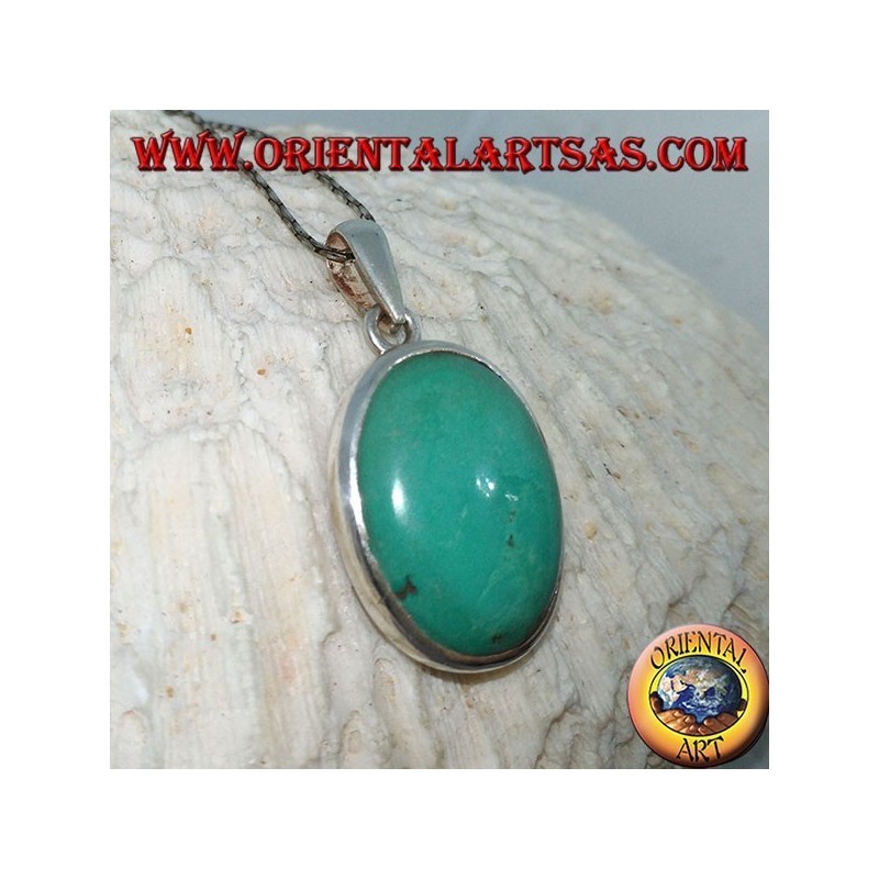 Colgante de plata con turquesa tibetana natural (grande)