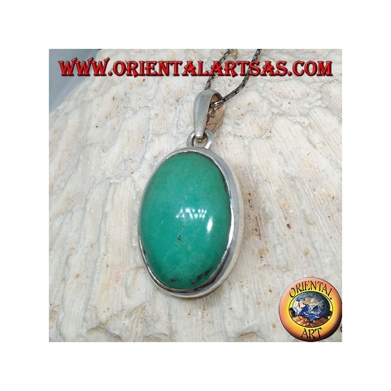 Ciondolo in argento con Turchese Tibetano naturale (grande)