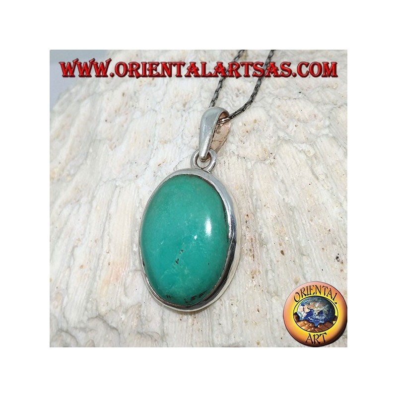 Silver pendant with natural Tibetan Turquoise (large)