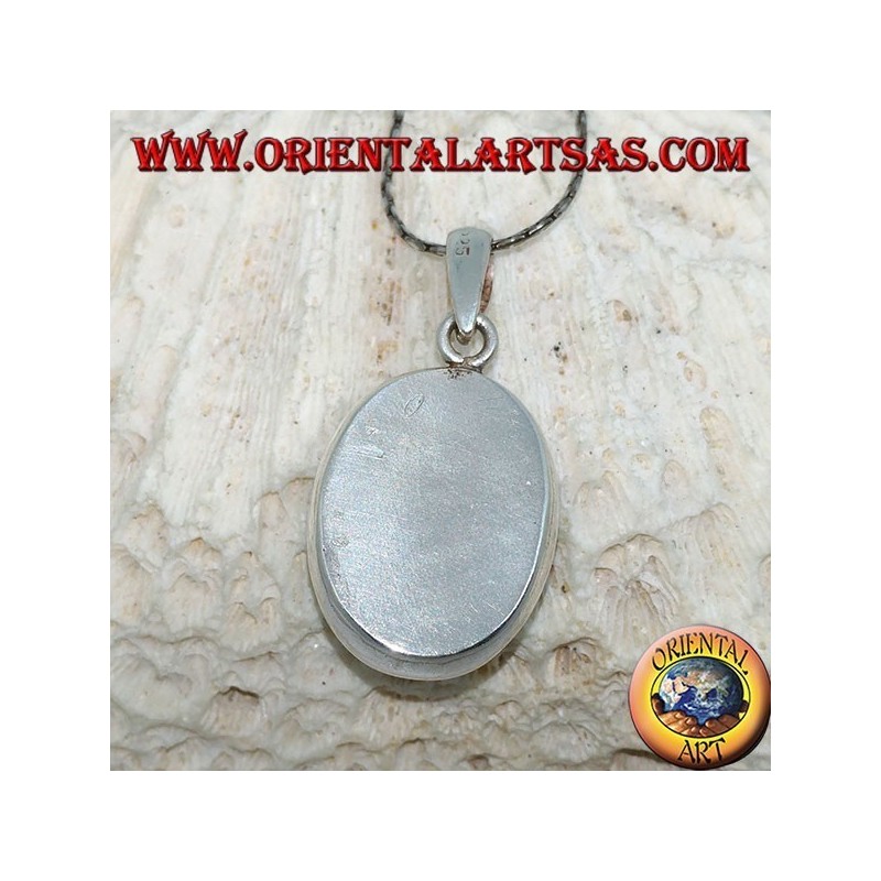 Pendentif en argent avec turquoise tibétaine naturelle (grand)