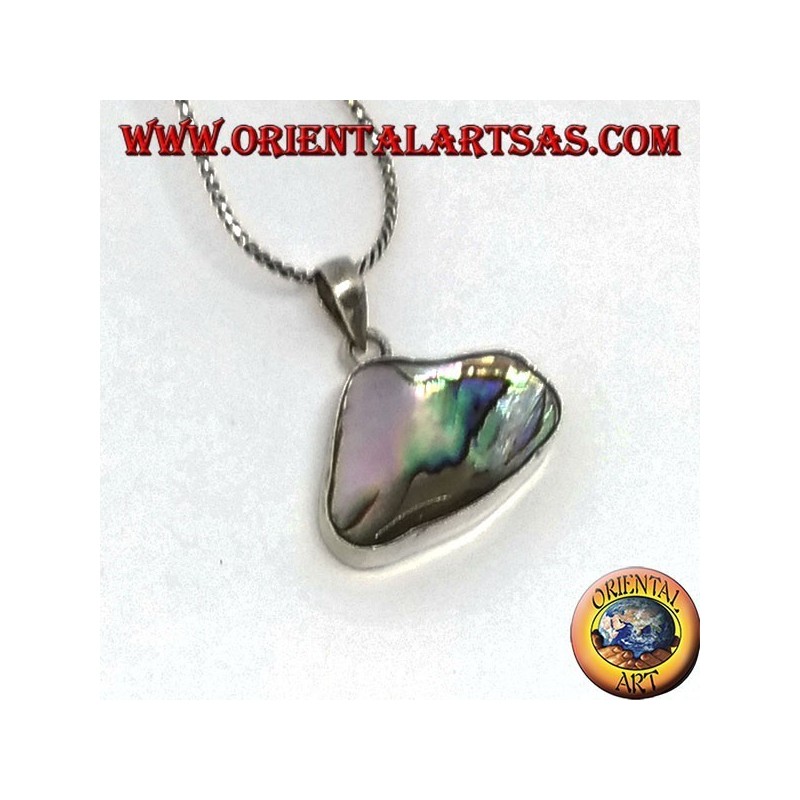 Colgante liso de plata con cáscara de paua natural (abulón)