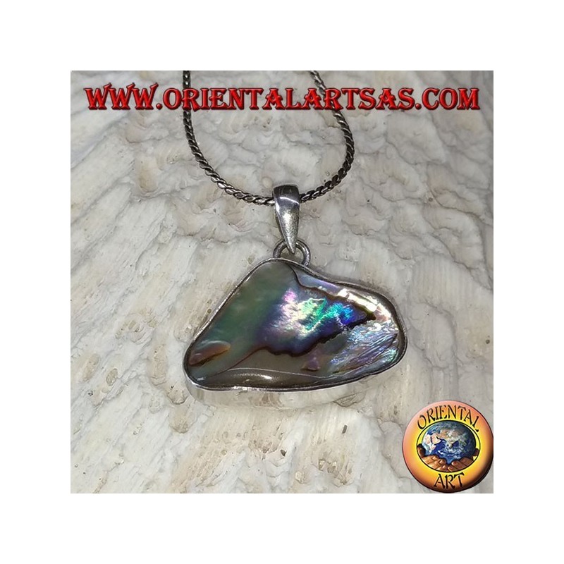 Colgante liso de plata con cáscara de paua natural (abulón)