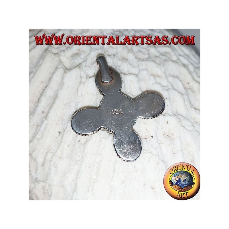 Colgante de plata con 5 estrellas negras de forma ovalada (diópsido)