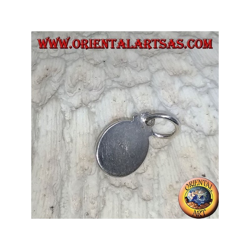 Pendentif en argent avec étoile noire (Diopside) ovale et bord lisse