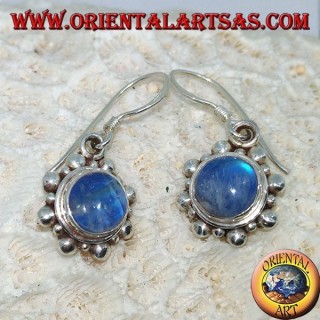 Silver earrings with round blue Labradorite