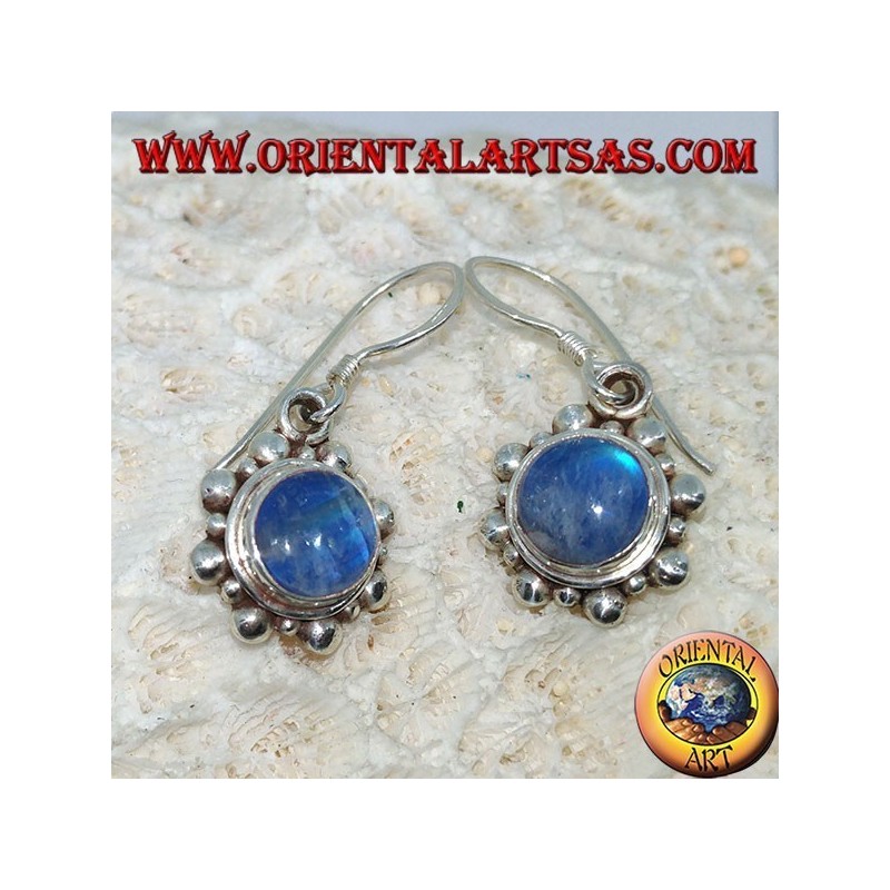 Orecchini in argento con Labradorite blu tonda