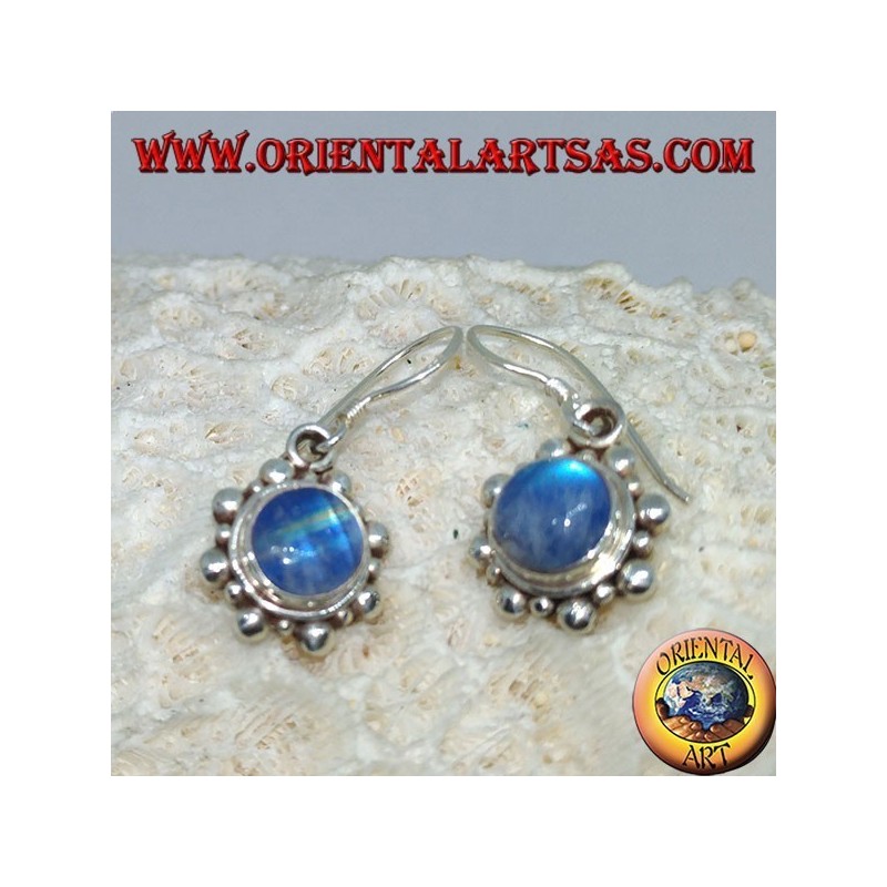 Boucles d'oreilles en argent avec Labradorite bleue ronde