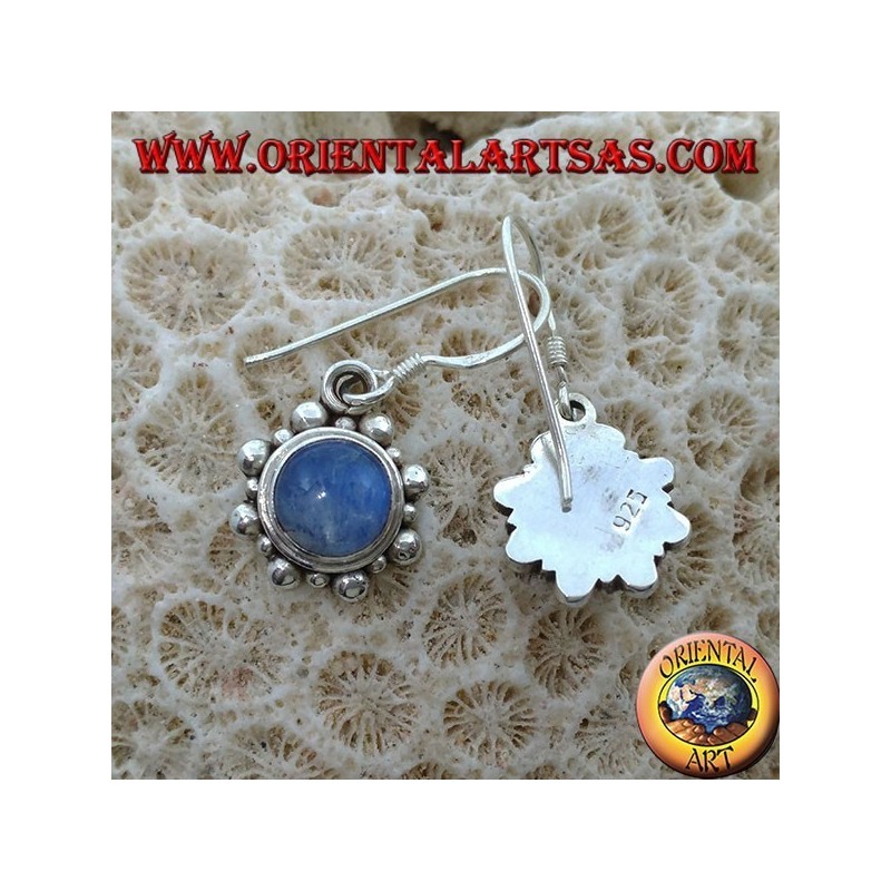 Orecchini in argento con Labradorite blu tonda