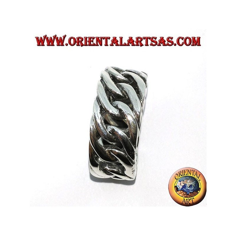 Anello in argento a catena rigida grande