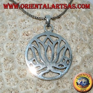 Simple silver pendant with lotus flowers in the circle