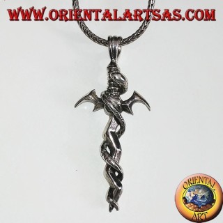 Silver pendant, sword with twisted snake