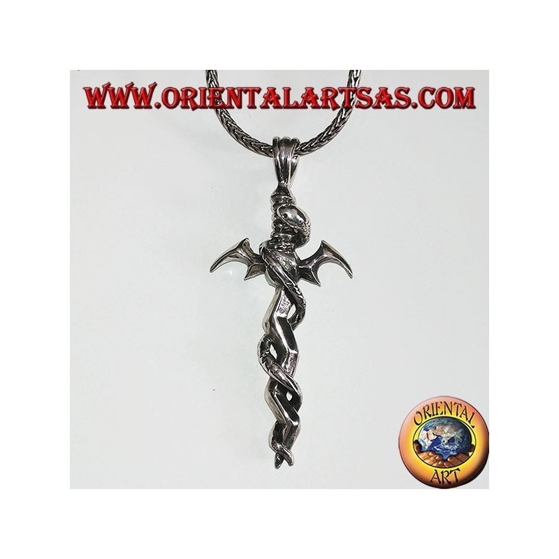 Silver pendant, sword with twisted snake