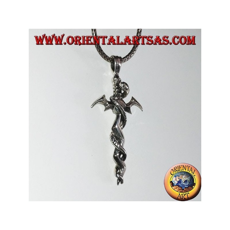 Silver pendant, sword with twisted snake
