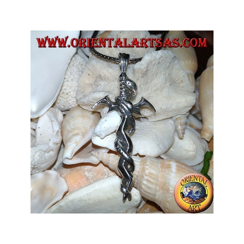 Pendentif en argent, épée avec serpent torsadé
