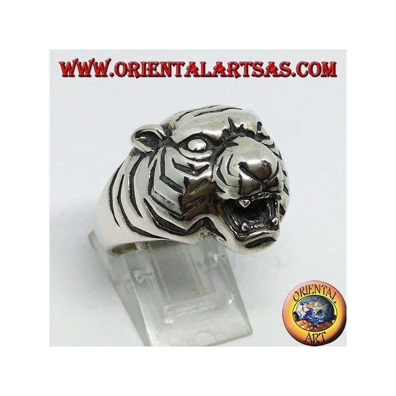 Silver ring tiger head