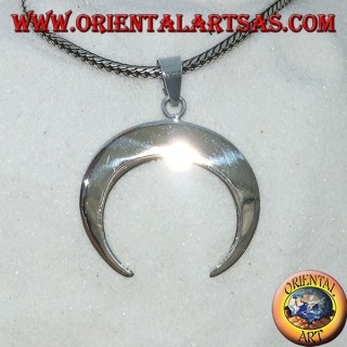 Pendant in silver, half-moon with points downwards