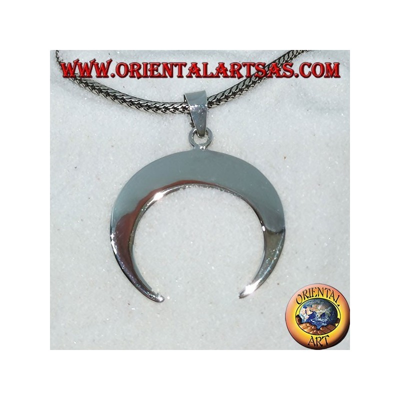 Pendant in silver, half-moon with points downwards