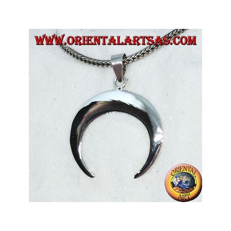 Pendentif en argent, demi-lune avec des pointes vers le bas