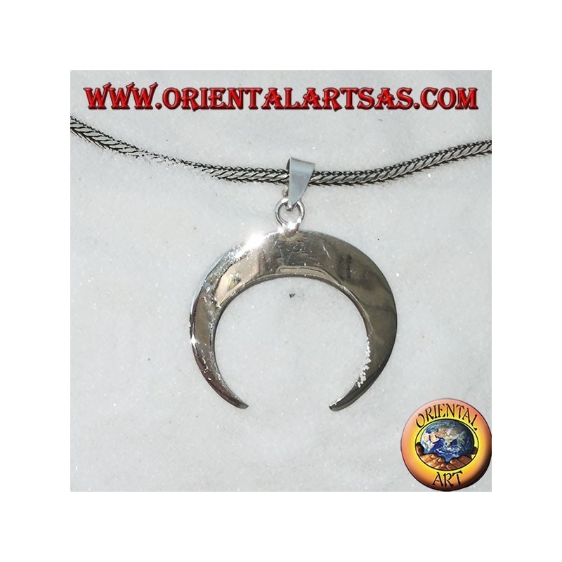 Pendentif en argent, demi-lune avec des pointes vers le bas