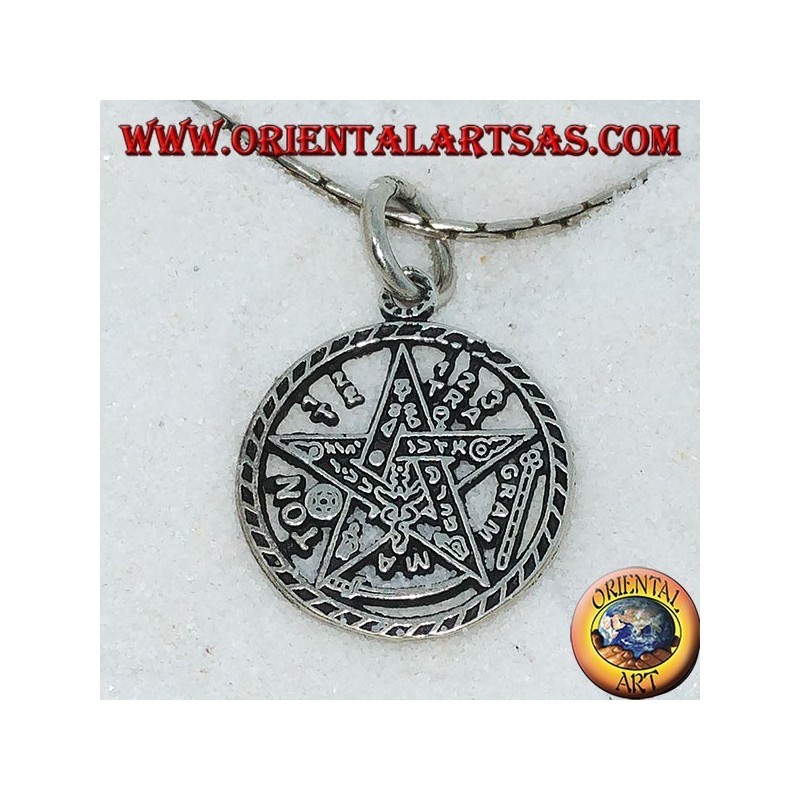 Ciondolo pentagramma di Tetragrammaton in argento (piccolo)