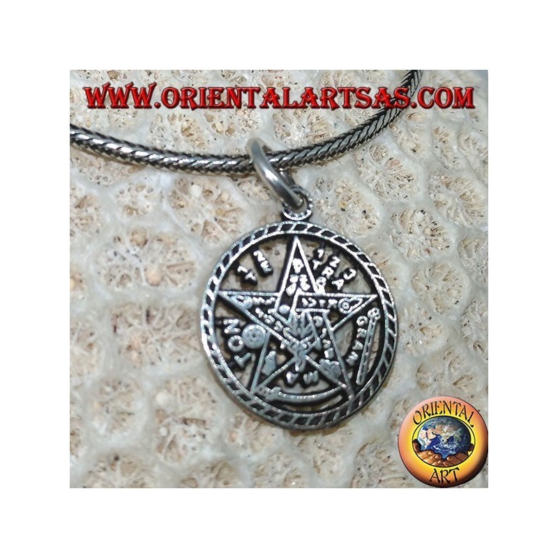 Ciondolo pentagramma di Tetragrammaton in argento (piccolo)