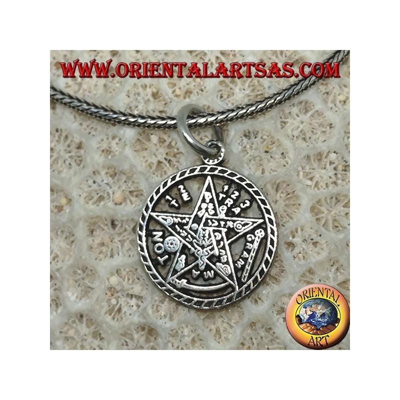 Silver pendant, pentagram of Tetragrammaton (small)