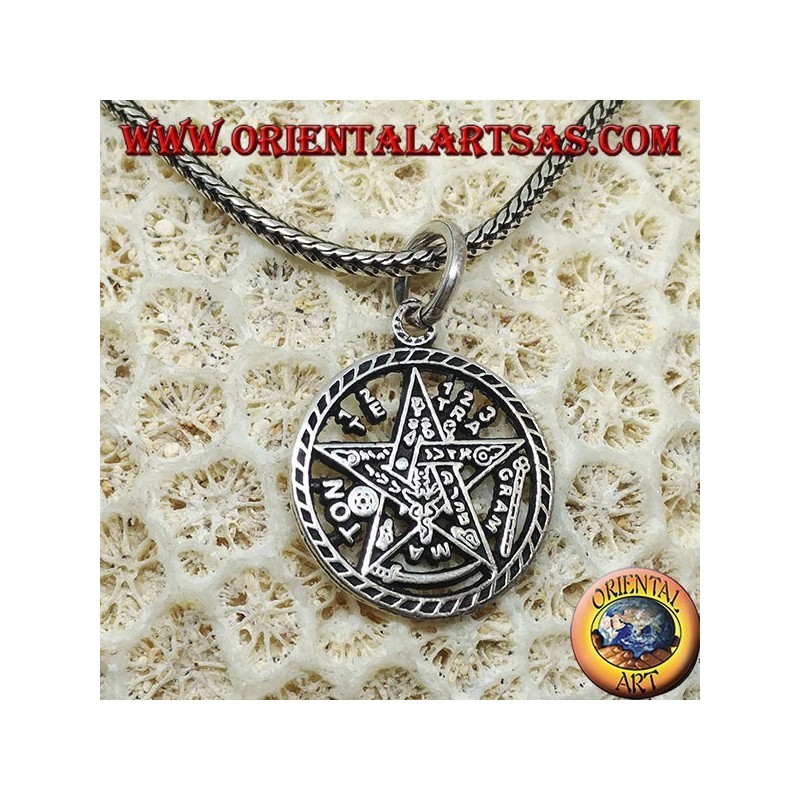 Ciondolo pentagramma di Tetragrammaton in argento (piccolo)