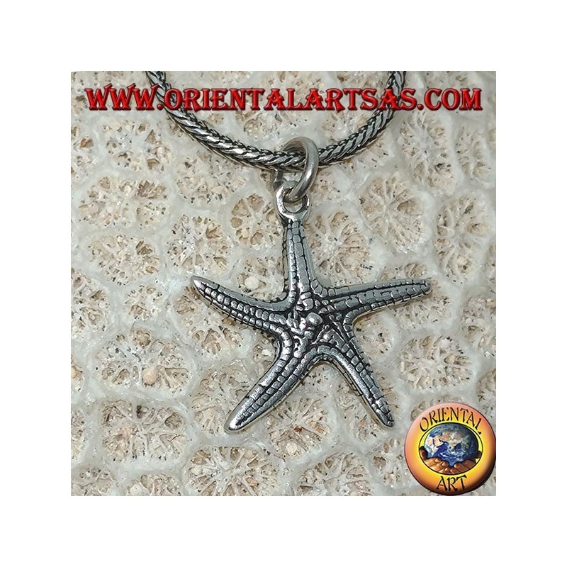 Silver pendant in the shape of a double-sided starfish