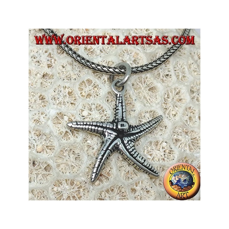 Ciondolo  in argento a forma di stella marina bifacciale