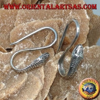 Boucles d'oreilles à crochet en argent en forme de cobra (serpent)