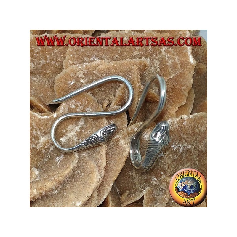 Boucles d'oreilles à crochet en argent en forme de cobra (serpent)