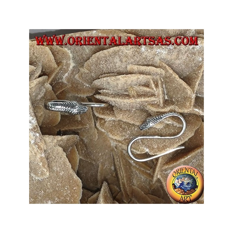 Boucles d'oreilles à crochet en argent en forme de cobra (serpent)