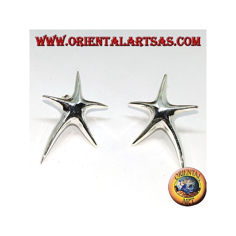 Silver starfish lobster earrings