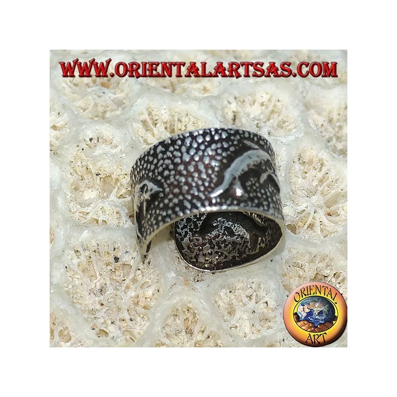 Orejeras en plata, delfín