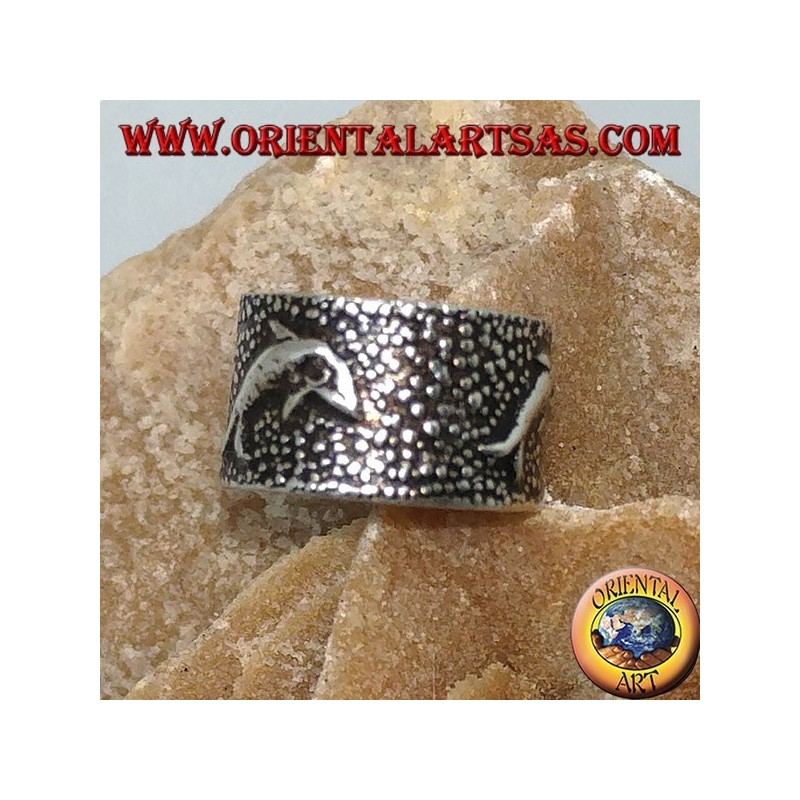 Orejeras en plata, delfín