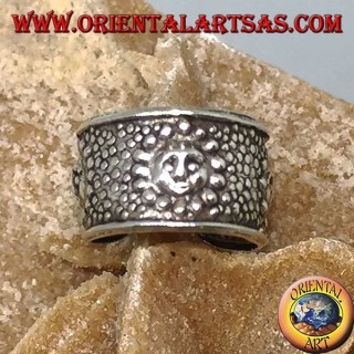 Ear Cuff in silver with band, sun