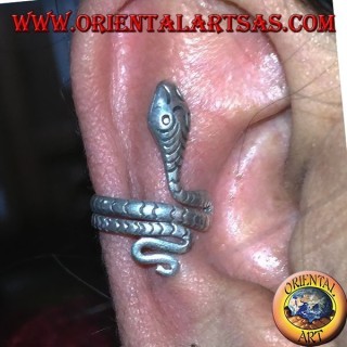 Manchette d'oreille en serpent d'argent